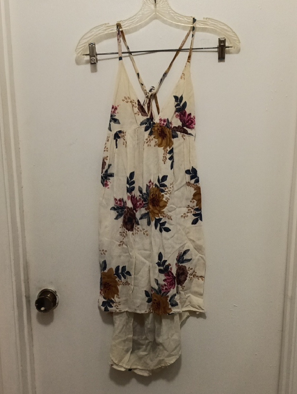 O'neill Cream & Floral High-Low Dress with Strappy Open Back. S